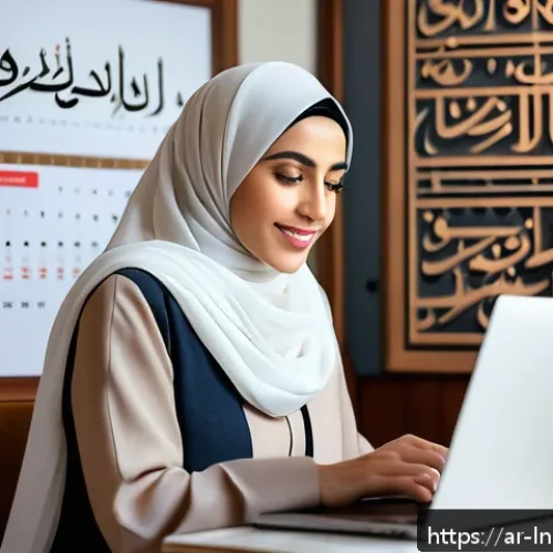 Home 31 평생교육 플랫폼에서의 직무 훈련 - A modern digital learning environment featuring an Arab young professional woman wearing modest offi...